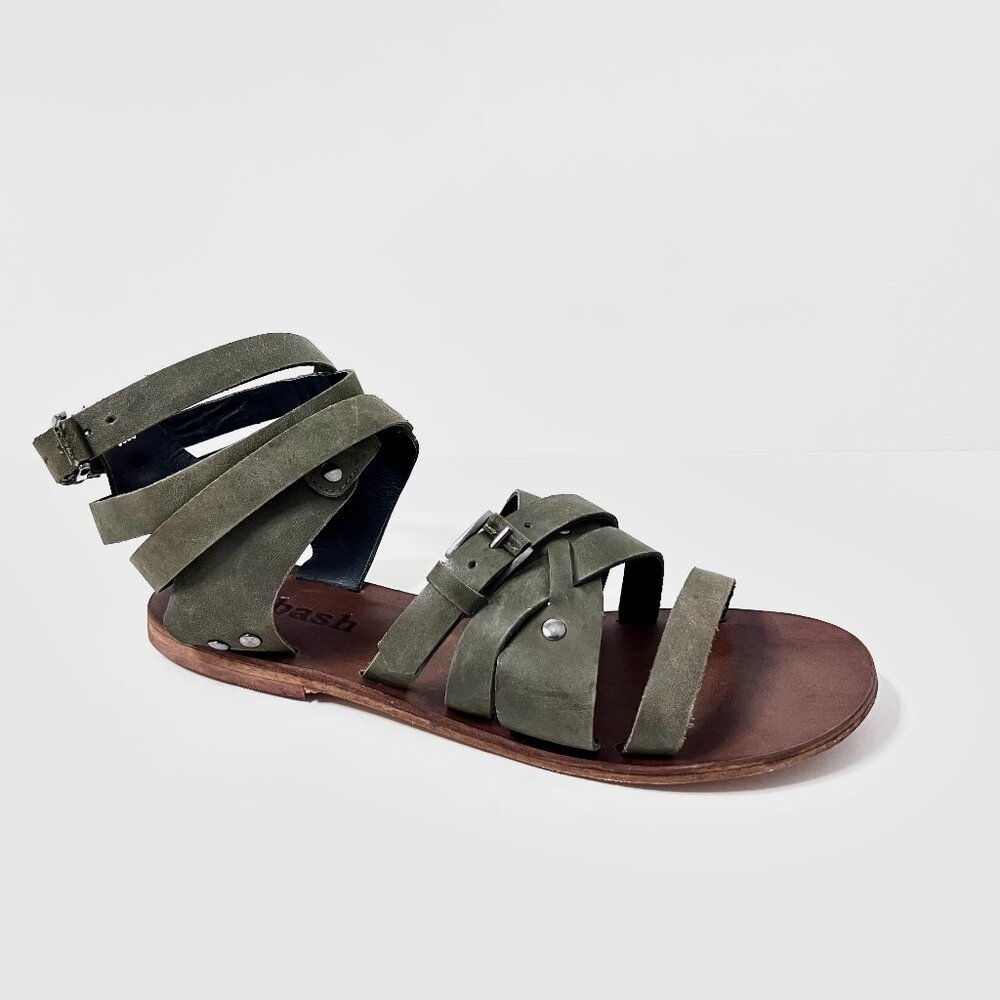 Ariel gladiator green leather sandal